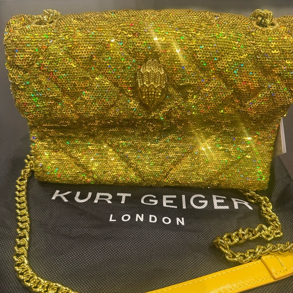 Kurt Geiger Gold Sequin Shoulder Bag - Picture 10 of 11
